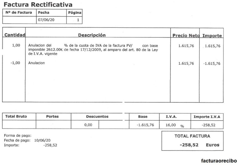 Factura Rectificativa - FacturaoRecibo